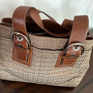 Coach Tan and Brown Tote Bag